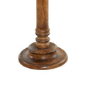 Intricately Carved Dark Brown Mango Wood Accent Table with Elephant or Floral Design and Turned Base - Roche River Decor