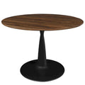 Round Walnut Finish Dining Table