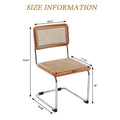 Set of 2 Upholstered Natural Rattan Dining Chairs - Armless Accent Side Chairs for Kitchen