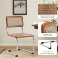 Set of 2 Upholstered Natural Rattan Dining Chairs - Armless Accent Side Chairs for Kitchen
