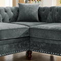 Classic Chesterfield L-Shaped Sectional Sofa with Deep Buttoned Rolled Arms