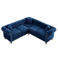 Classic Chesterfield L-Shaped Sectional Sofa with Deep Buttoned Rolled Arms