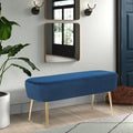 Adeco Velvet Footrest Bench with Metal Legs - Stylish Bed End Stool and Dressing Chair