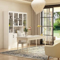 78.7-Inch Modular White Curio Cabinet with Glass Doors for Buffet Display