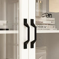 78.7-Inch Modular White Curio Cabinet with Glass Doors for Buffet Display