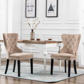 Set of 2 Grandview Tufted Upholstered Dining Chairs with Nailhead Trim and Ring Pull