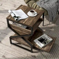 Denhour DH BASIC 17-Inch Metal Industrial End Table with 1 Open Shelf