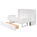 Nestfair White Queen-Sized Murphy Bed with Drawer and Shelves - Mobile Design