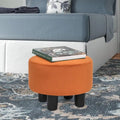 Adeco Modern Velvet Round Ottoman Footrest Stool with Padded Seat