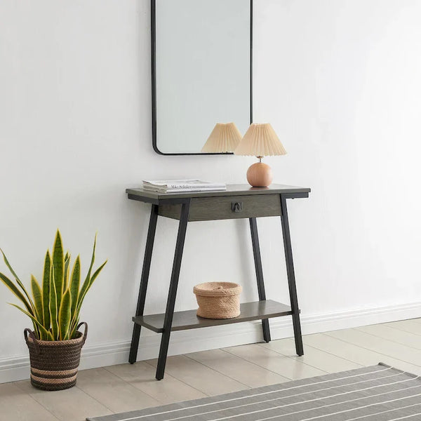 Leick Home Empiria Wooden Console Table with Drawer and Metal Frame