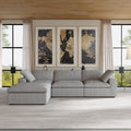 Sectional Couch with L-Shaped Design and Linen Upholstery, Featuring Multiple Cushions