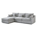 Sectional Couch with L-Shaped Design and Linen Upholstery, Featuring Multiple Cushions