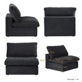 Sectional Couch with L-Shaped Design and Linen Upholstery, Featuring Multiple Cushions
