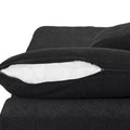 Sectional Couch with L-Shaped Design and Linen Upholstery, Featuring Multiple Cushions