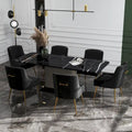 SEYNAR Set of 6 Modern Glam Boucle Velvet Dining or Vanity Chairs with Rear Handle