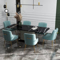 SEYNAR Set of 6 Modern Glam Boucle Velvet Dining or Vanity Chairs with Rear Handle