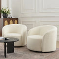 Set of 2 KINWELL 34-Inch Wide Upholstered Swivel Barrel Chairs