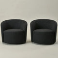 Set of 2 KINWELL 34-Inch Wide Upholstered Swivel Barrel Chairs
