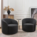 Set of 2 KINWELL 34-Inch Wide Upholstered Swivel Barrel Chairs