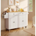 Solid Wood Top Kitchen Island Cart with Locking Wheels