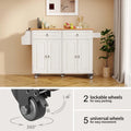 Solid Wood Top Kitchen Island Cart with Locking Wheels