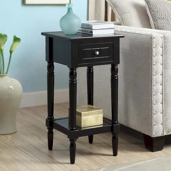 Khloe French Country Accent Table with Shelf and Drawer by Convenience Concepts