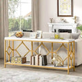 70.9-Inch Industrial Sofa Console Table with Open Storage Shelf - Extra Long Narrow Entry Table for Behind Couch