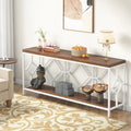 70.9-Inch Industrial Sofa Console Table with Open Storage Shelf - Extra Long Narrow Entry Table for Behind Couch