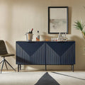 Burkart Contemporary 63-Inch 4-Door Sideboard with Wine Rack and Metal Legs by HULALA HOME
