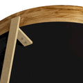 33.86" Modern Retro Round Coffee Table with Cross-Leg Base and Wooden Splicing Design