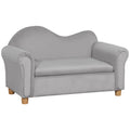 Qaba Kids Sofa with Wooden Armrests - Toddler Couch for Preschool and Kindergarten Rooms Featuring Hidden Storage