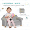 Qaba Kids Sofa with Wooden Armrests - Toddler Couch for Preschool and Kindergarten Rooms Featuring Hidden Storage