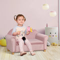 Qaba Kids Sofa with Wooden Armrests - Toddler Couch for Preschool and Kindergarten Rooms Featuring Hidden Storage