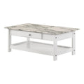 Denhour DH BASIC 4-Piece Open-Shelf Coffee Table Set with Drawer in Transitional Rubberwood