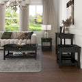 Denhour DH BASIC 4-Piece Open-Shelf Coffee Table Set with Drawer in Transitional Rubberwood