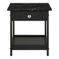 Denhour DH BASIC 4-Piece Open-Shelf Coffee Table Set with Drawer in Transitional Rubberwood