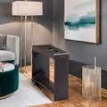 Compact Charging Side Table - Nightstand with Storage, Dual Power Outlets & USB Ports
