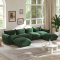 U-Shaped Chenille Fabric Sectional Sofa for 4 with 2 Matching Ottomans