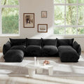 U-Shaped Chenille Fabric Sectional Sofa for 4 with 2 Matching Ottomans