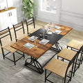 Moasis Farmhouse Rectangular Dining Table in Wood and Metal - Seats 6 to 8