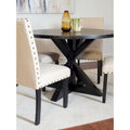 Round Dining Table Set with 4 Upholstered Chairs and Pedestal Base