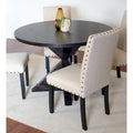 Round Dining Table Set with 4 Upholstered Chairs and Pedestal Base