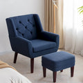 HUIMO Fabric Accent Chair and Ottoman Set - Available in Grey, Beige, Blue, and Dark Teal