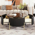 Contemporary Round Coffee Table with Dual Large Storage Drawers