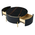 Contemporary Round Coffee Table with Dual Large Storage Drawers