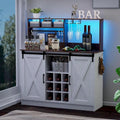 47-Inch Coffee Bar Sideboard Buffet Cabinet with 20-Color LED Lighting and 6.5FT Power Outlet