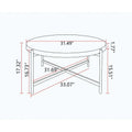 Contemporary Round Coffee Table with Cross-Leg Metal Base and Threaded Design