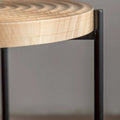Contemporary Round Coffee Table with Cross-Leg Metal Base and Threaded Design