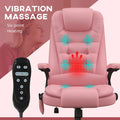 HOMCOM High Back Massage Office Chair with 6 Vibration Points and Heated Recline - PU Leather Computer Chair