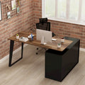 Modern L-Shaped Desk with Storage Cabinet & Drawers